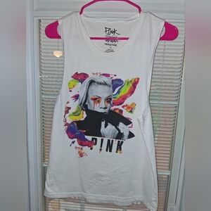 Artist PINK Beautiful Trauma Worldtour White Tank Top  Colorful Graphic Large